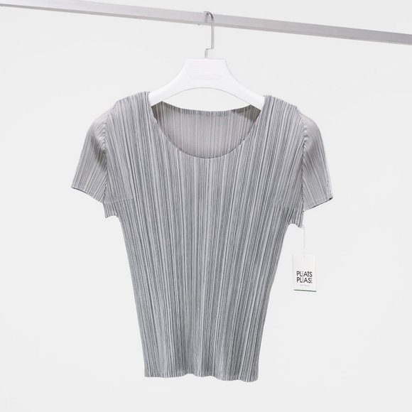 Issey Miyake Pleats Please Silver Grey Top